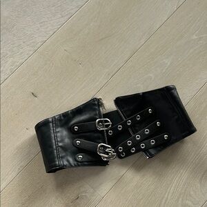 Black Corset Belt with Silver Buckles